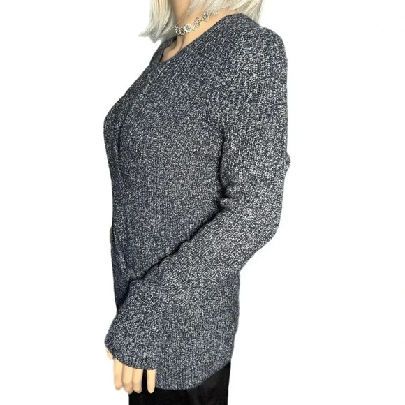 NWT TALBOTS Woven Knit Sweater 100% Cotton Long Sleeve Navy Crew Pullover Small - Picture 2 of 10